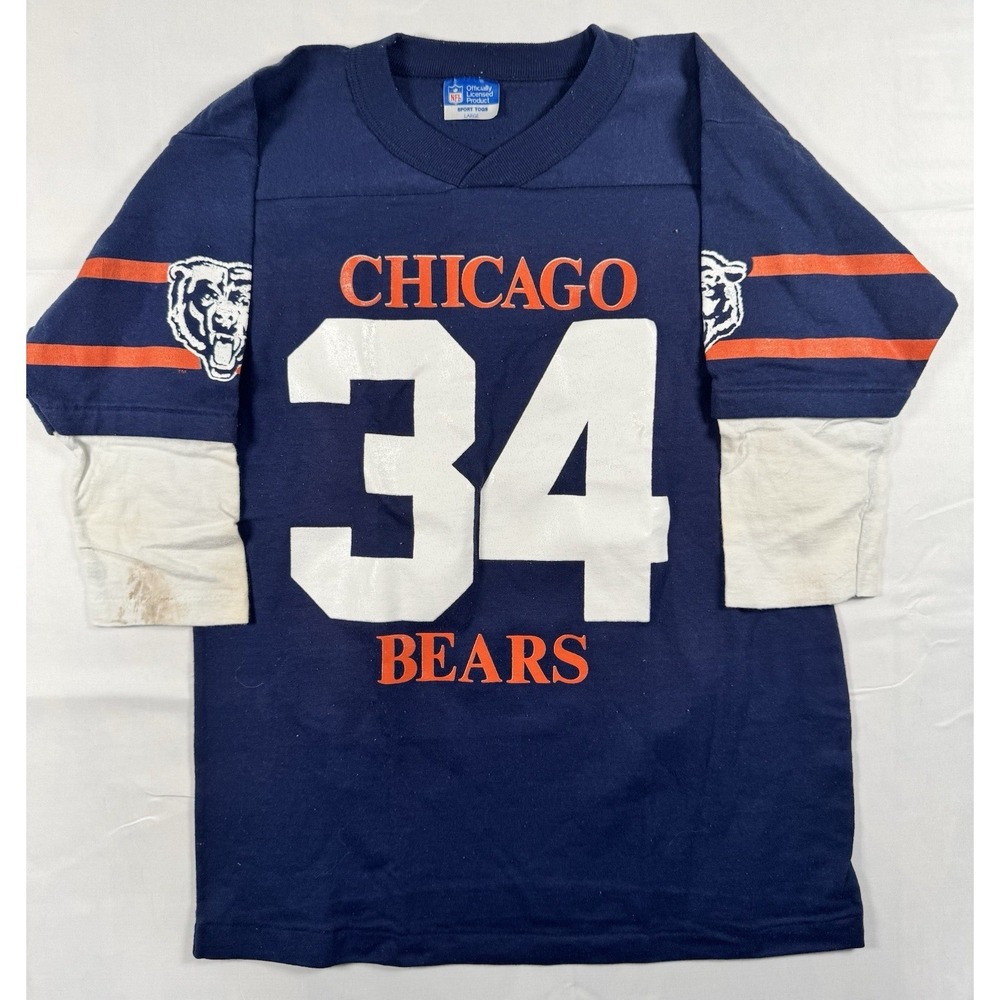 Vintage 80s Chicago Bears Walter Payton 34 Jersey T-Shirt Sport Togs Youth L